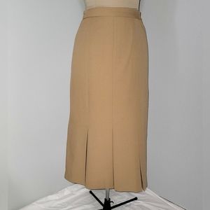 80s Khaki skirt with 3 front kick pleats  Sz 10 🇺🇸